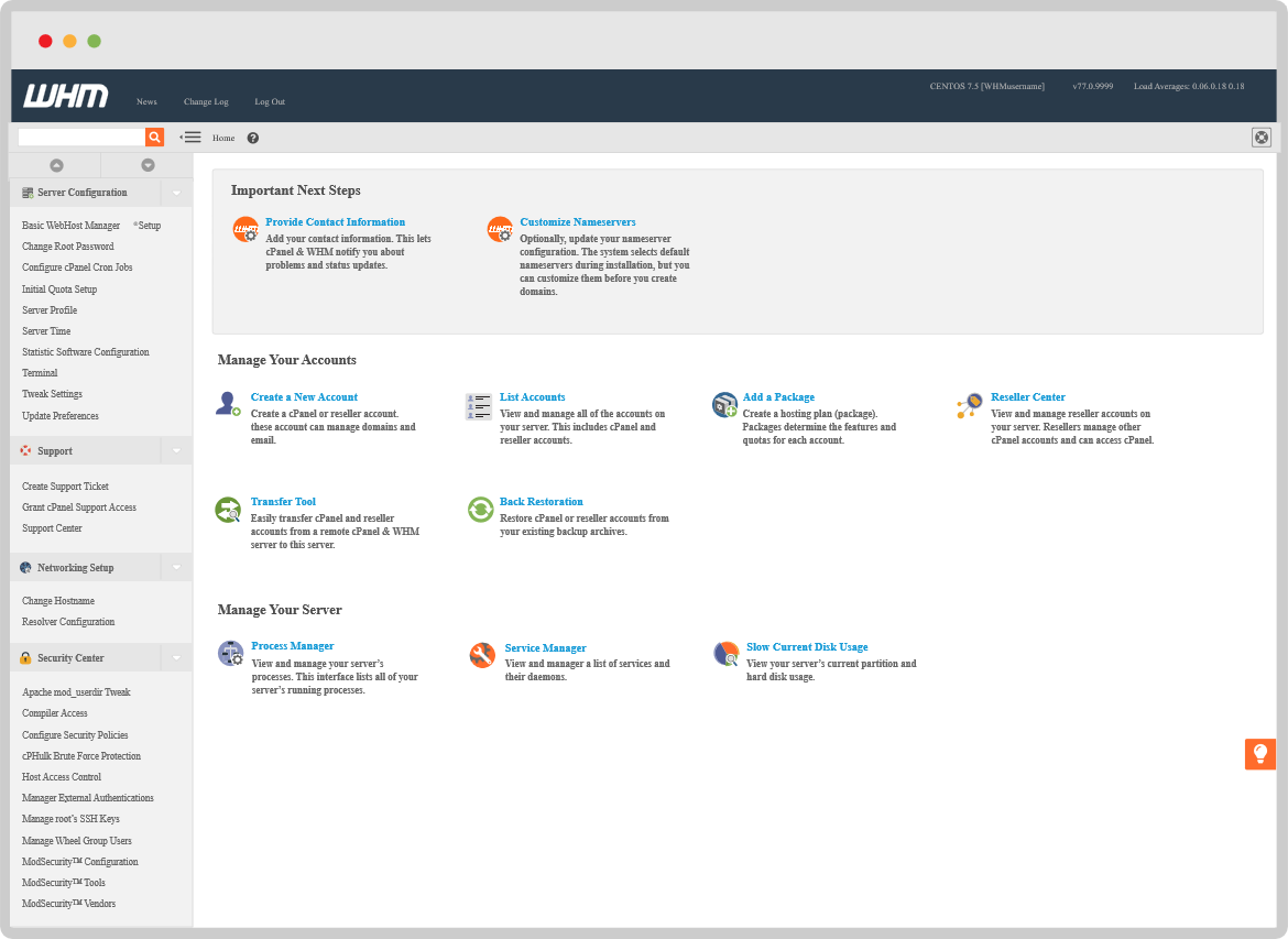 Panel WHM para Servidores Cloud VPS - CanarCloud Panel WHM para Servidores Cloud VPS - CanarCloud